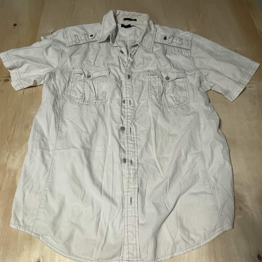 Xl White Button Up polo Helix
